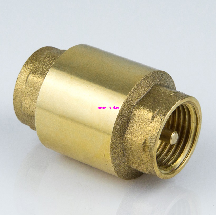 Клапан обратный латунь осевой КОП Ру16 ВР G1/2" диск пластик